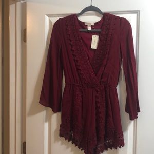 Garnet long sleeve short romper